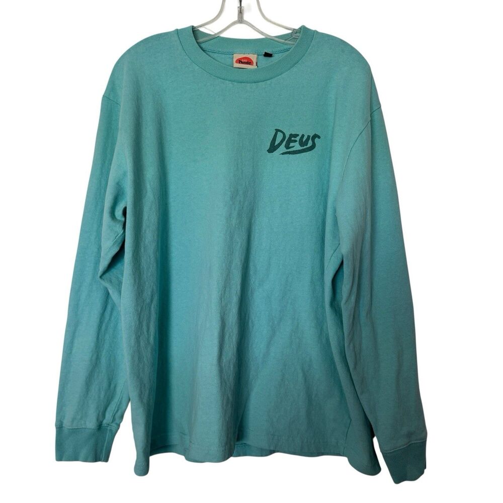 Deus Ex Machina X Paul McNeil Venice Long Sleeve T Shirt Pastel Turqoise Size L